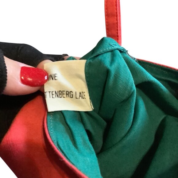 Vtg Merry Christmas Stocking White Battenberg Lace Flowers 100% Cotton 18" - Picture 4 of 5